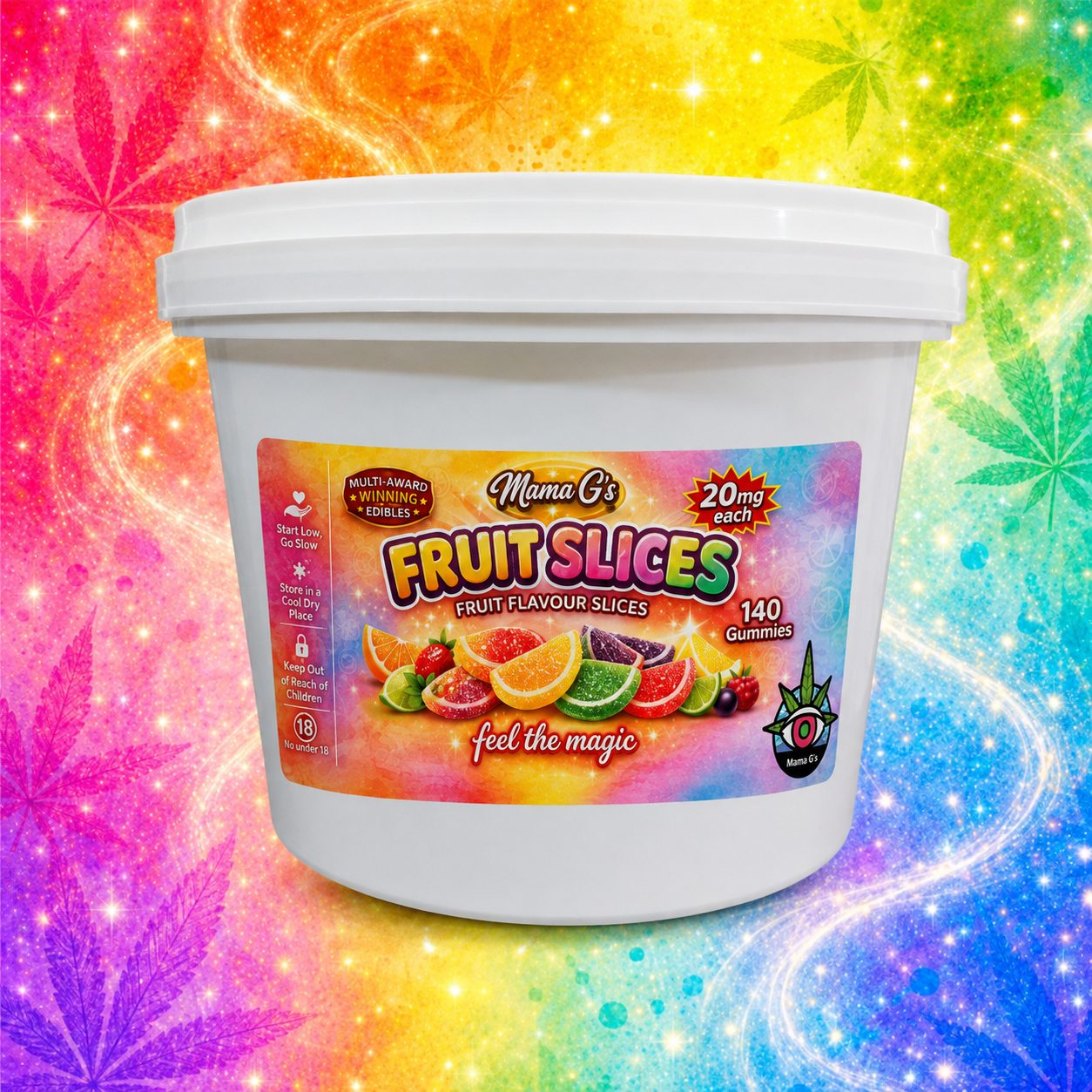 Party Tub of 10 or 20mg Vegan Fruit Slices
