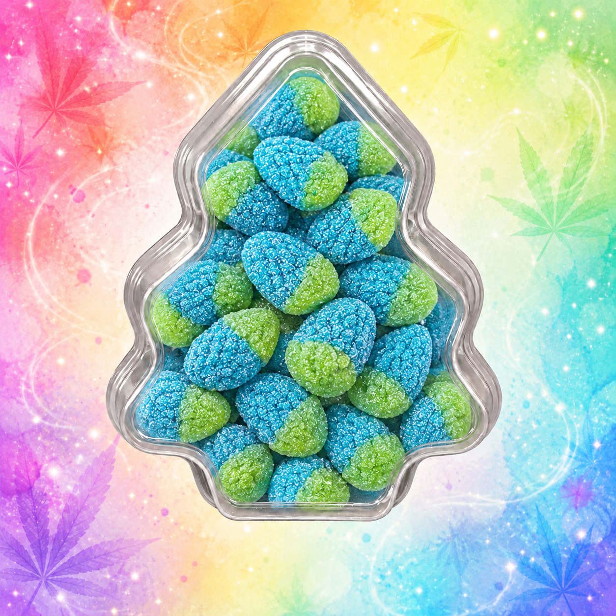 1000mg Blue Dream Gummies in a Christmas Tree